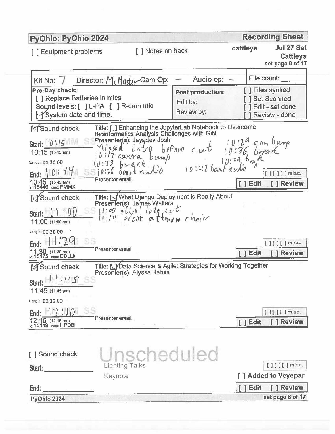 recording sheet