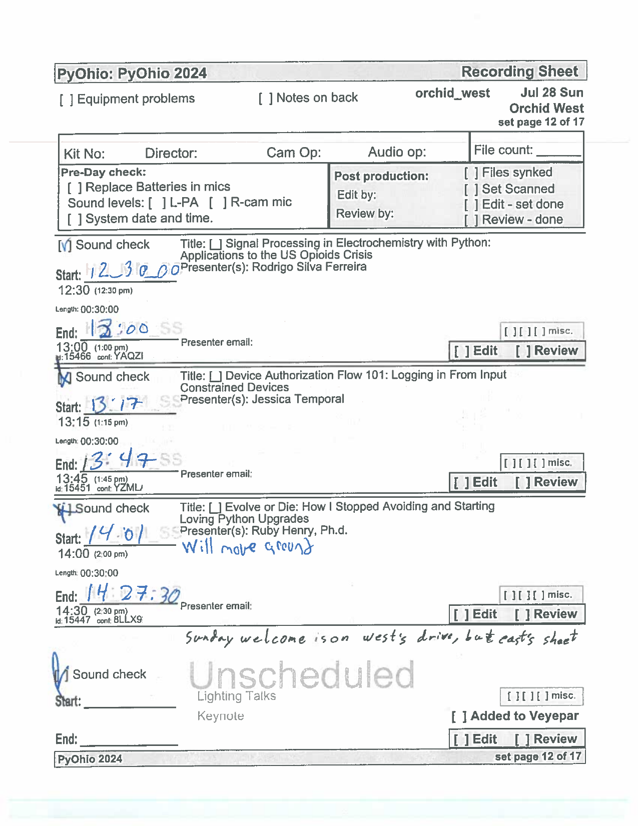 recording sheet