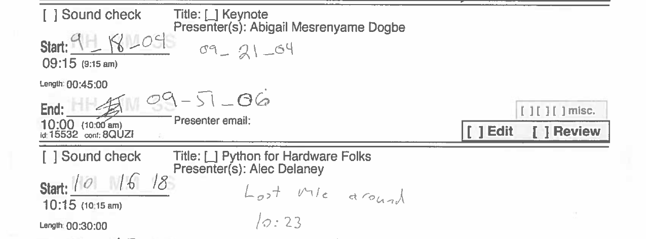 recording sheet