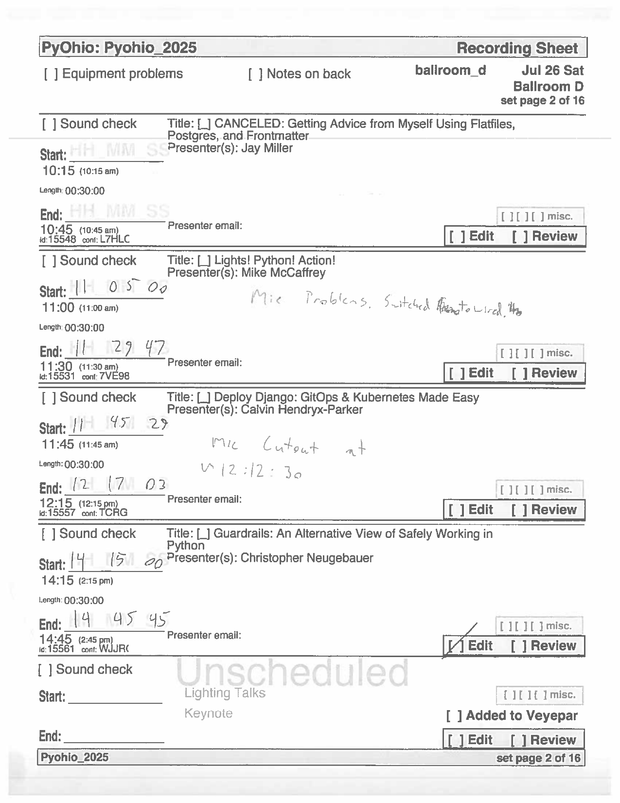 recording sheet