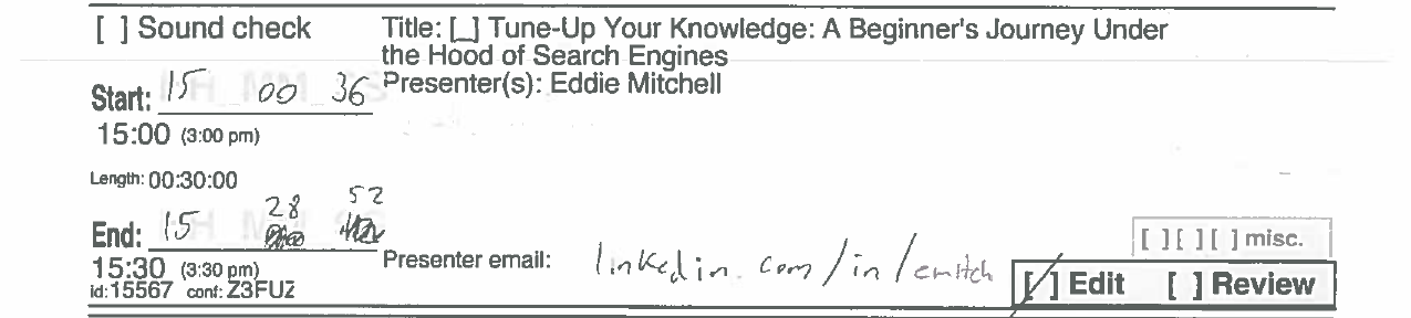 recording sheet