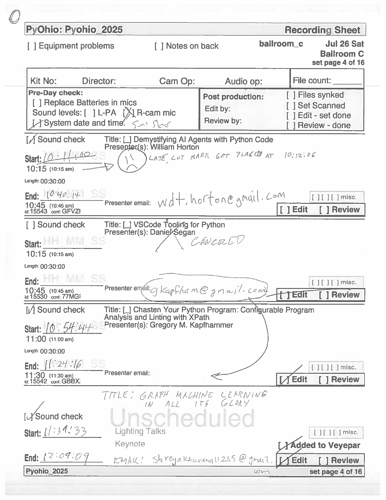 recording sheet