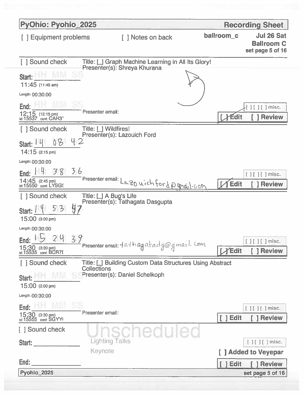 recording sheet