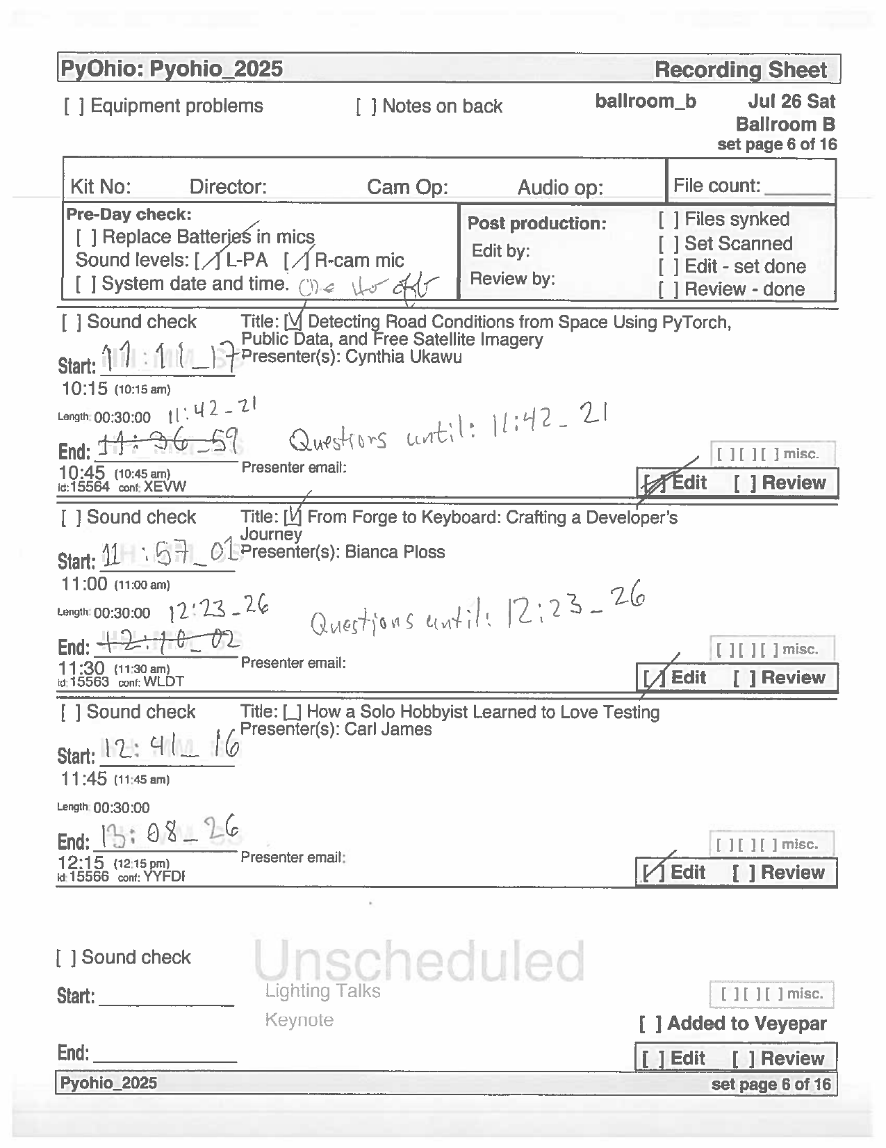 recording sheet