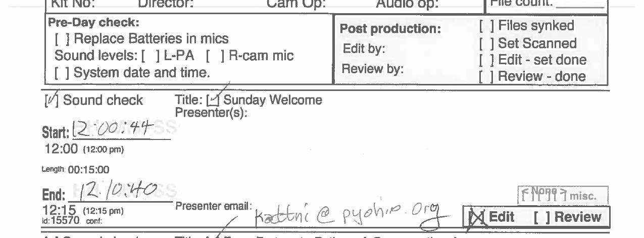 recording sheet