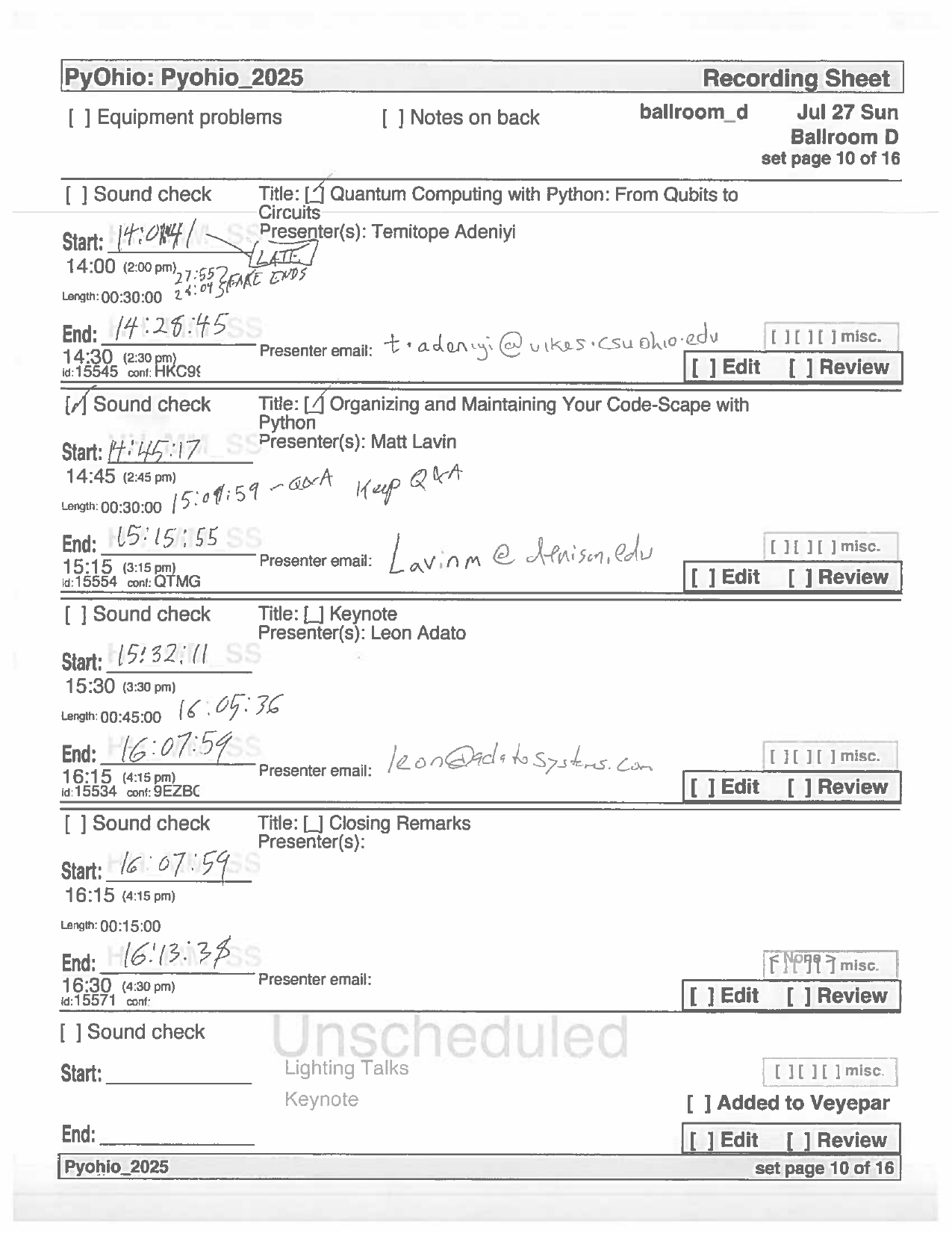 recording sheet