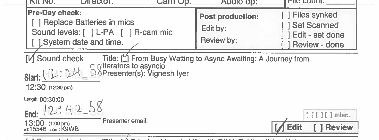 recording sheet