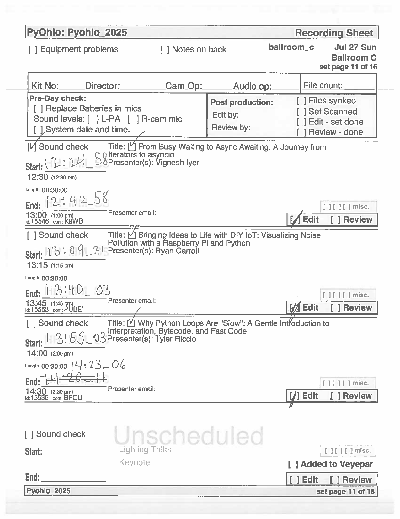 recording sheet