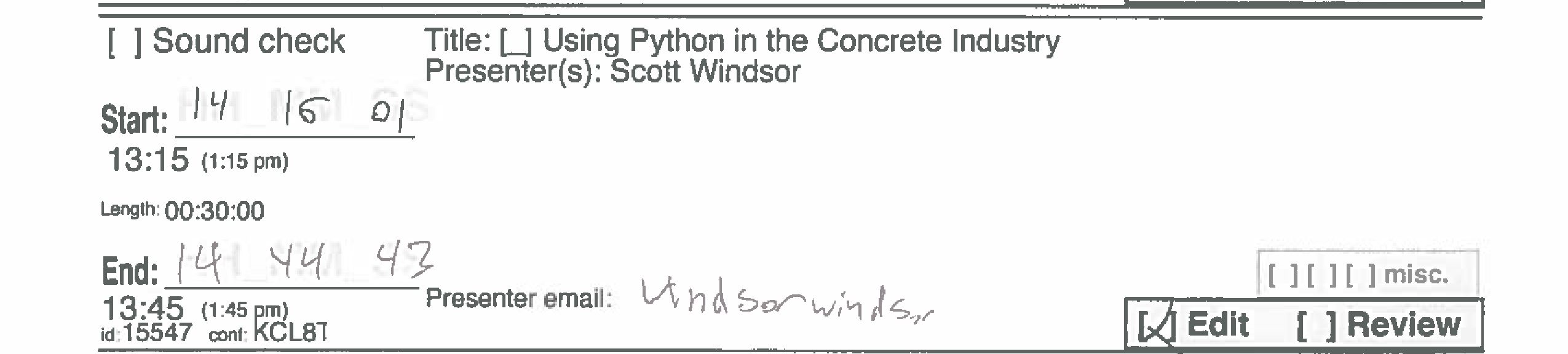 recording sheet