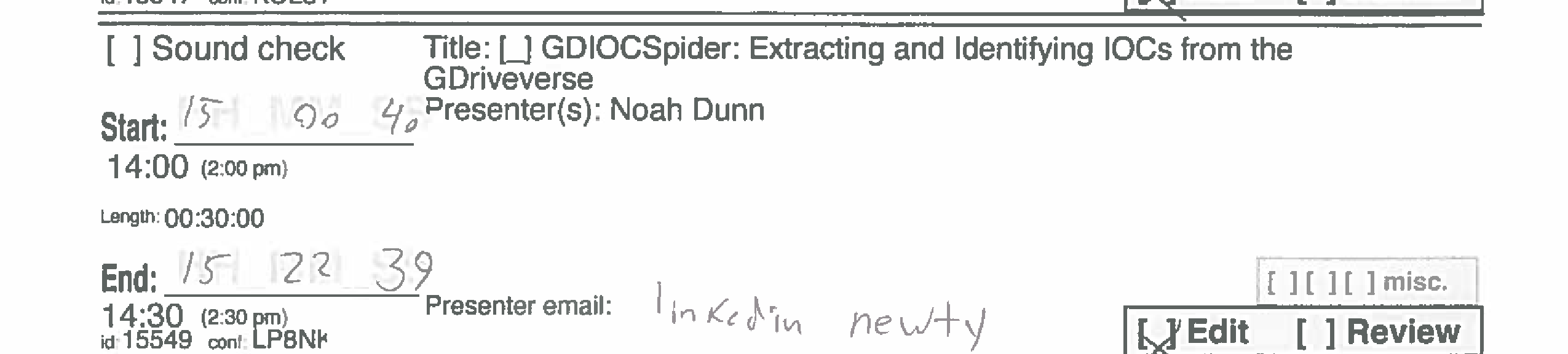 recording sheet