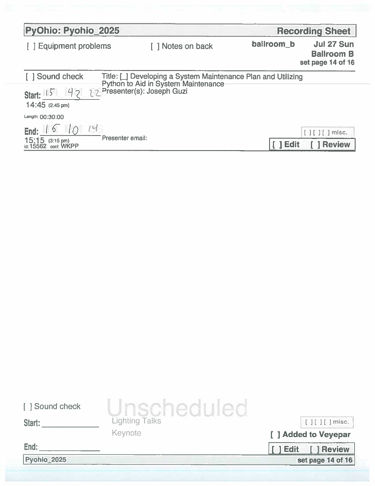 recording sheet